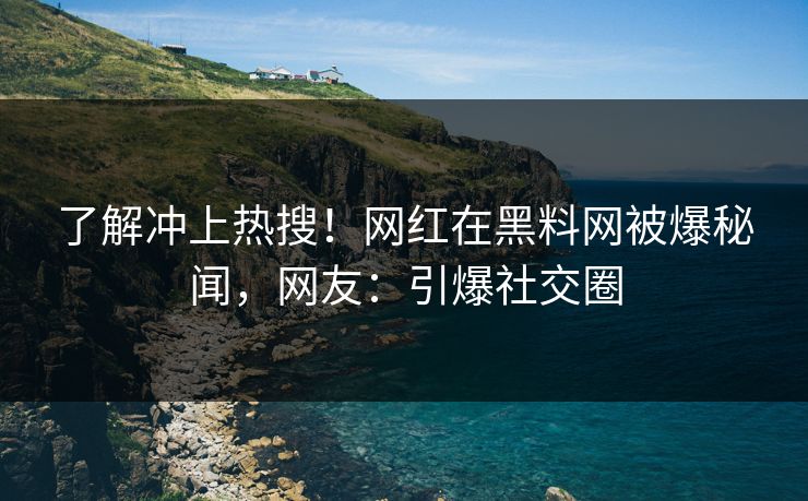 了解冲上热搜！网红在黑料网被爆秘闻，网友：引爆社交圈