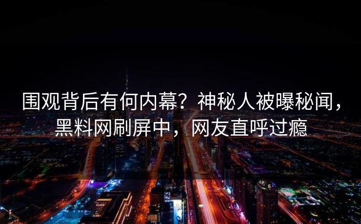 围观背后有何内幕？神秘人被曝秘闻，黑料网刷屏中，网友直呼过瘾