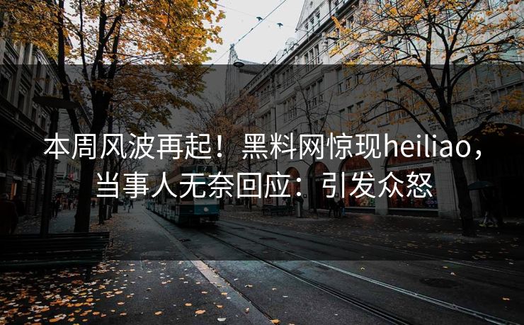 本周风波再起！黑料网惊现heiliao，当事人无奈回应：引发众怒