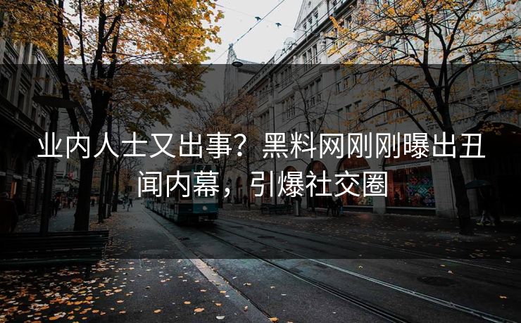 业内人士又出事？黑料网刚刚曝出丑闻内幕，引爆社交圈