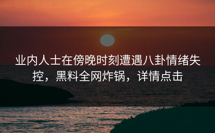 业内人士在傍晚时刻遭遇八卦情绪失控，黑料全网炸锅，详情点击