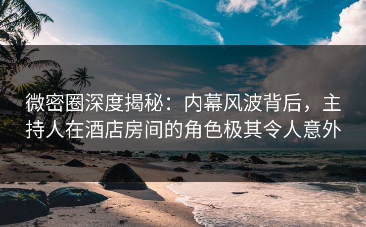 微密圈深度揭秘：内幕风波背后，主持人在酒店房间的角色极其令人意外